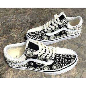 New Vans Old Skool Split Paisley Black White Sneakers Low Top Shoes 2023 Sz 7.5